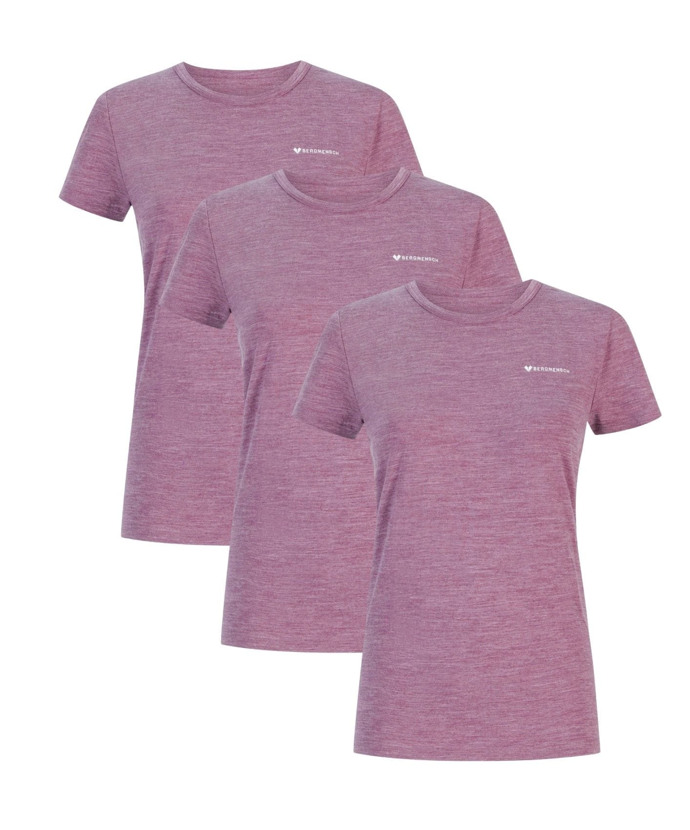 3er Pack Logo Basic Damen Bergmensch Merino Cloudblend Shirt hibiskus