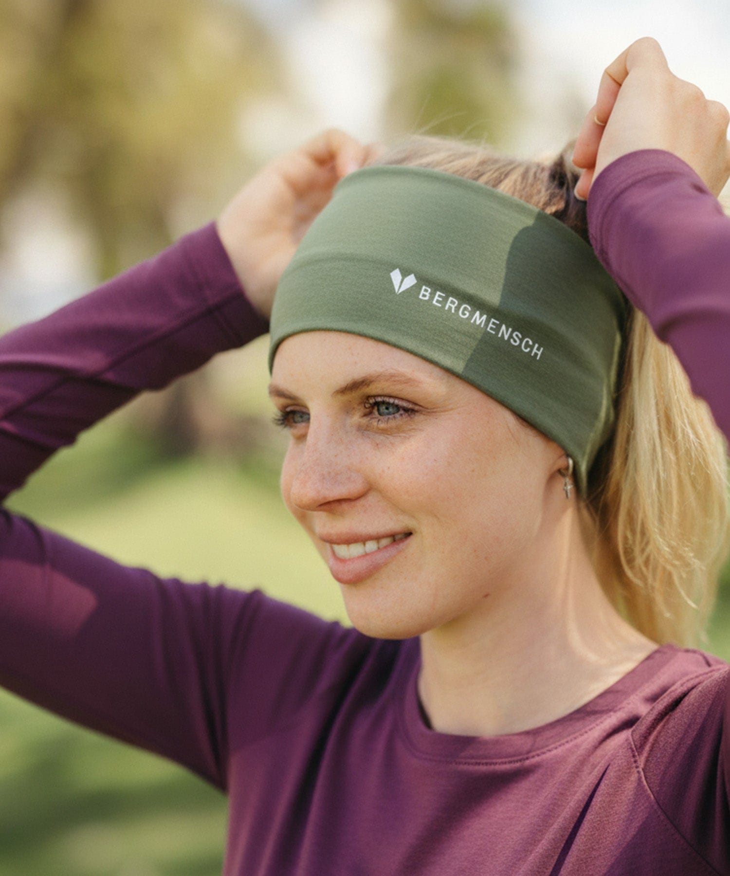 BERGMENSCH Essential Merino Headband MossGreen