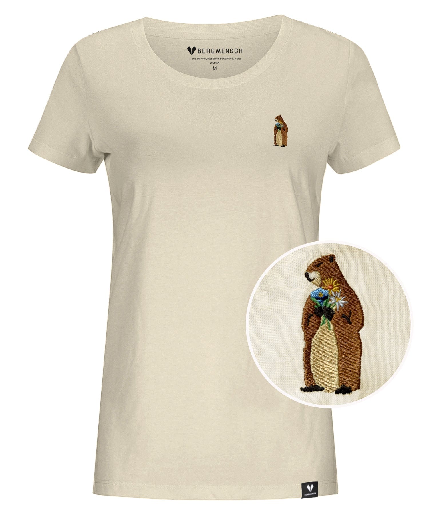 Murmeltier Blumen (Stick) - Damen Premium Organic Shirt