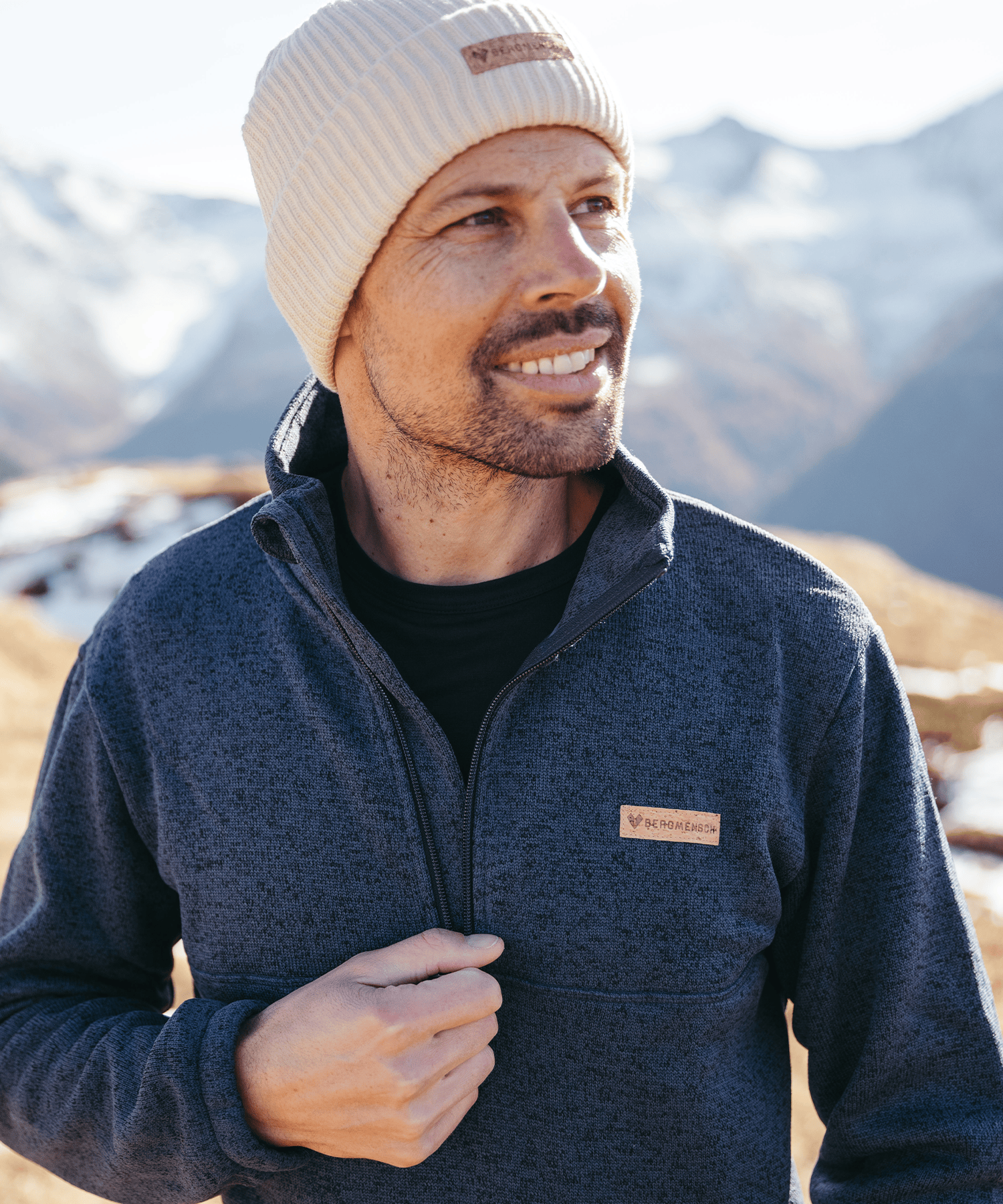 Detailbild vom BERGMENSCH Herren Half-zip Strickfleece in Navy