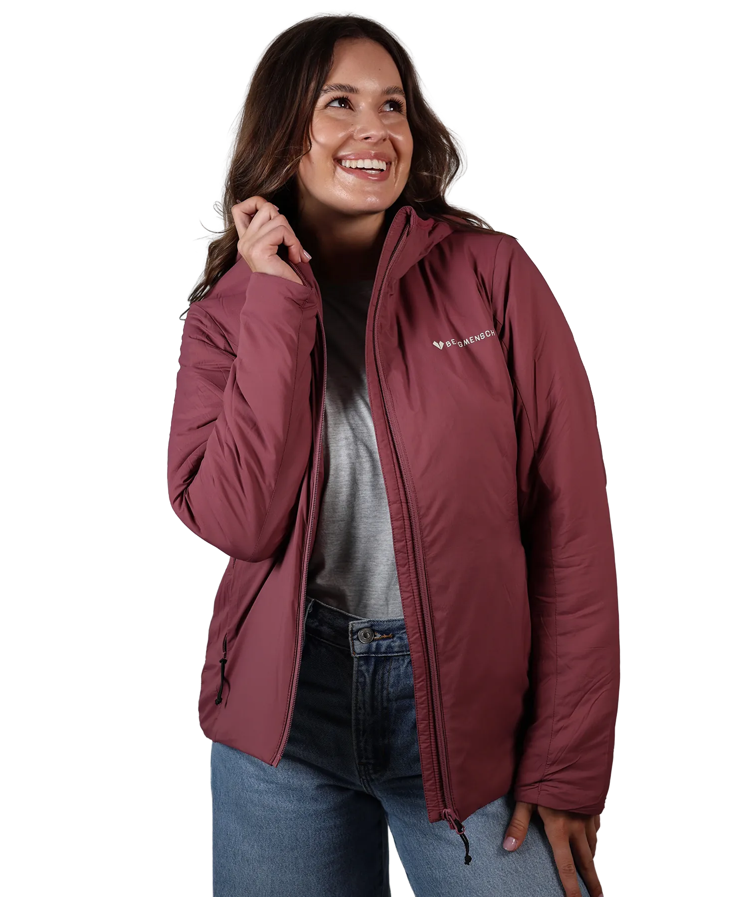 Frontansicht Bergmensch Damen Thermolite Jacke in Hibiskus