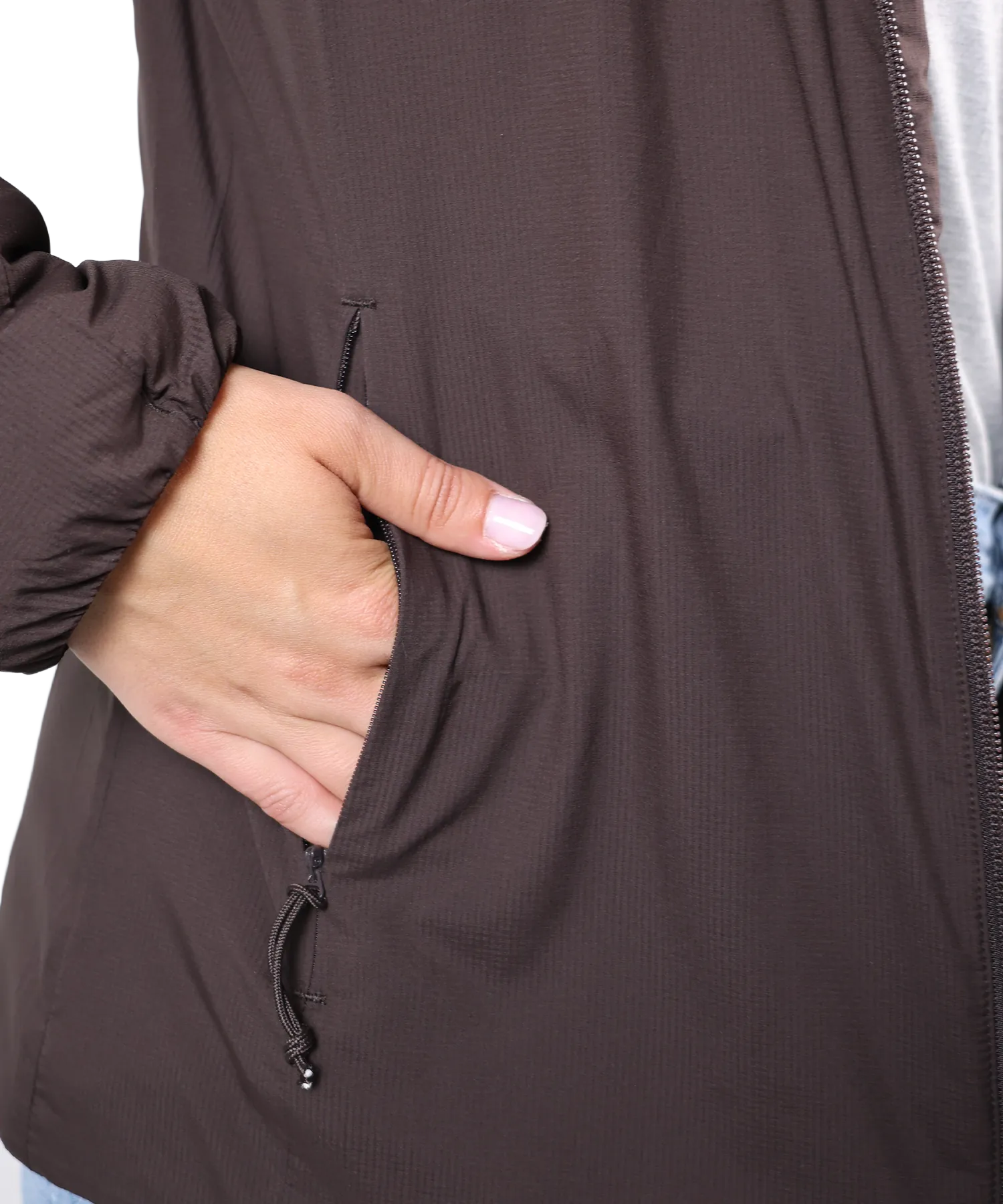 Detailansicht Bergmensch Damen Thermolite Jacke in dark chocolate