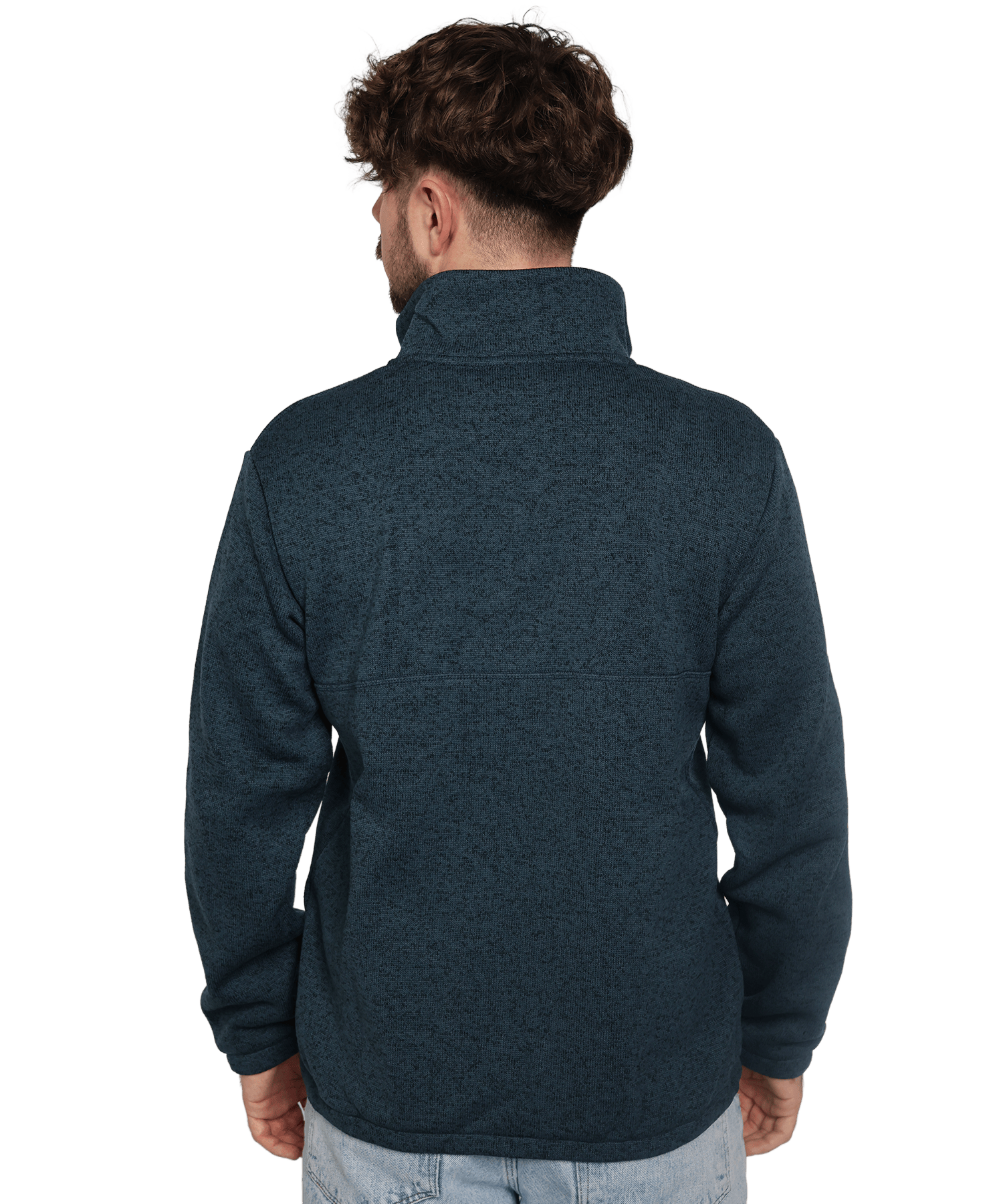 Rückansicht vom BERGMENSCH Herren Half-zip Strickfleece in der Farbe Navy