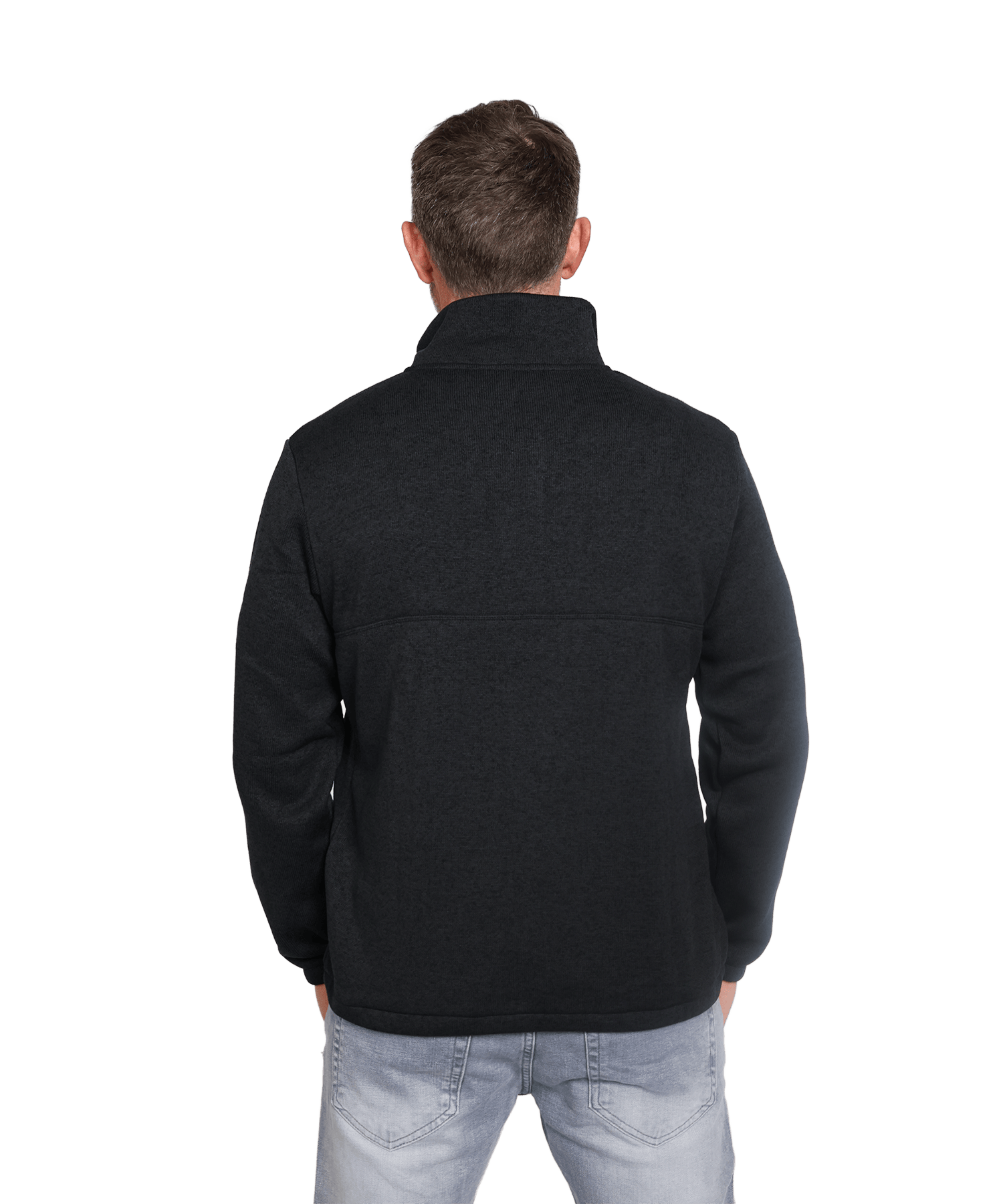 Rückansicht vom BERGMENSCH Herren Half-zip Strickfleece in Schwarz
