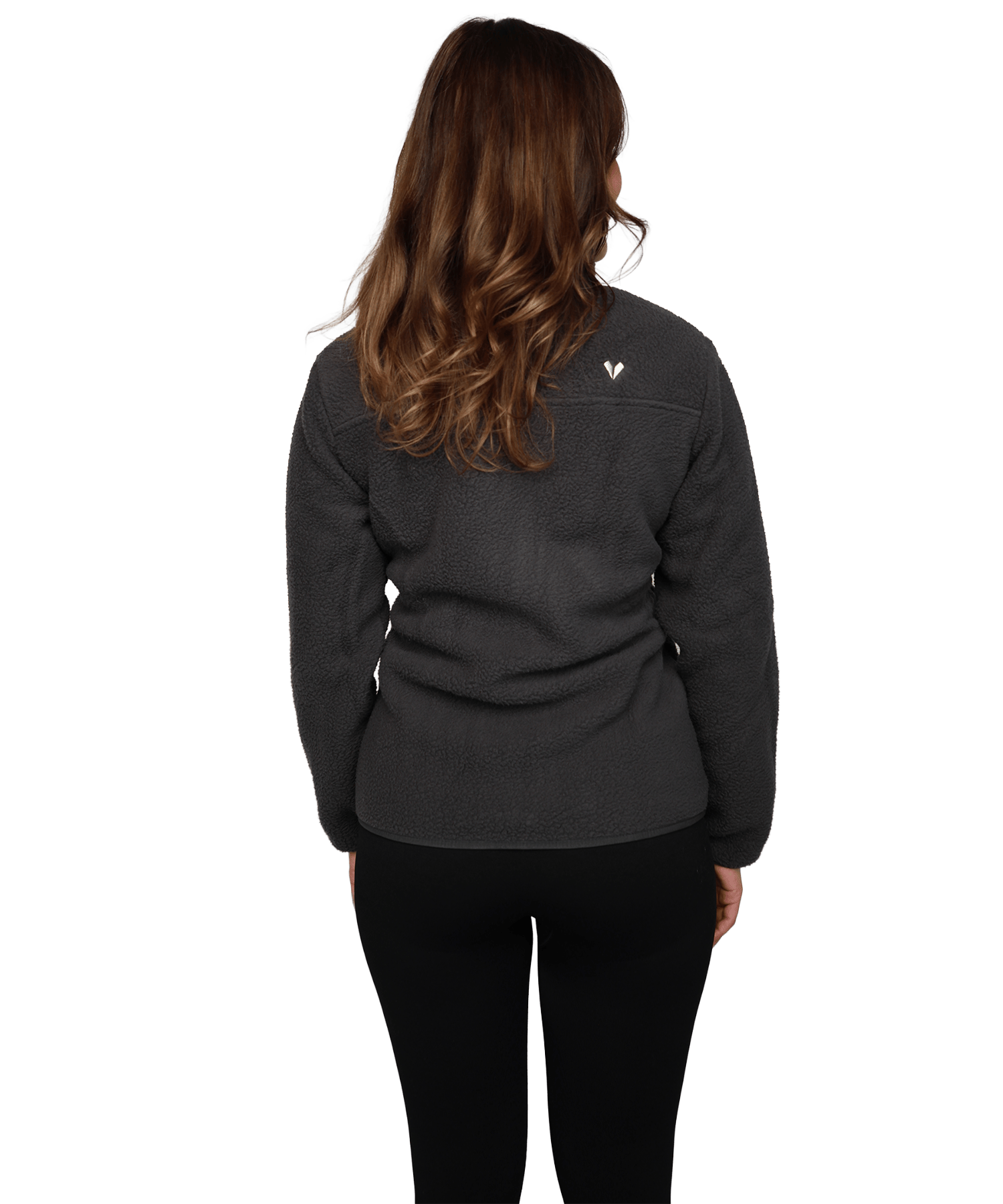 Rückansicht der BERGMENSCH Damen Sherpa Jacke in der Farbe Ink Black