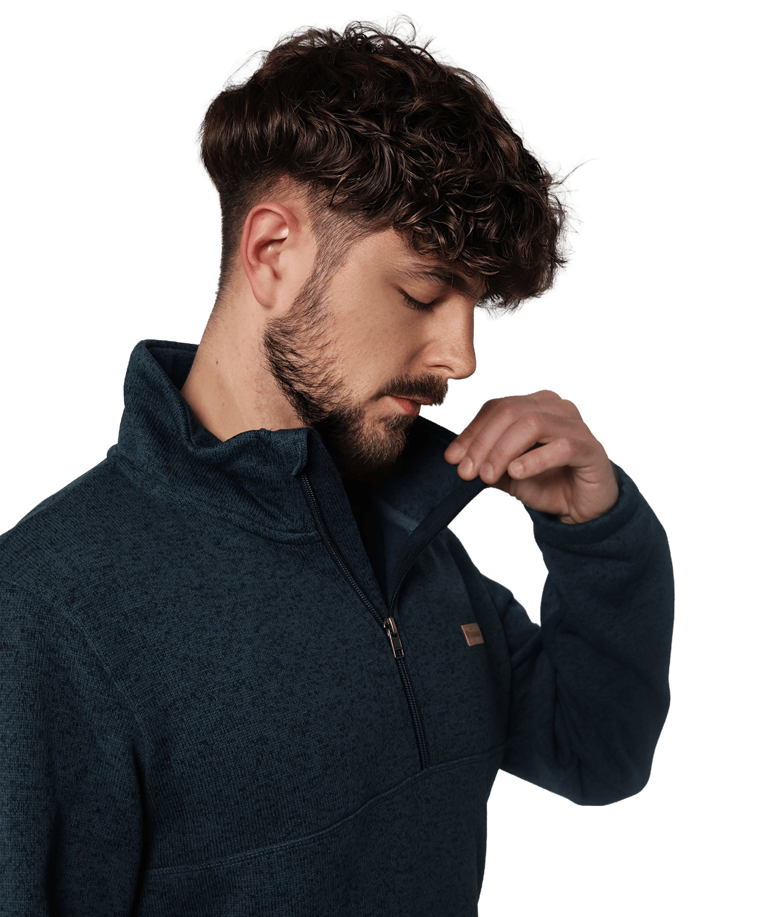 Detailansicht vom BERGMENSCH Herren Half-zip Strickfleece in der Farbe Navy
