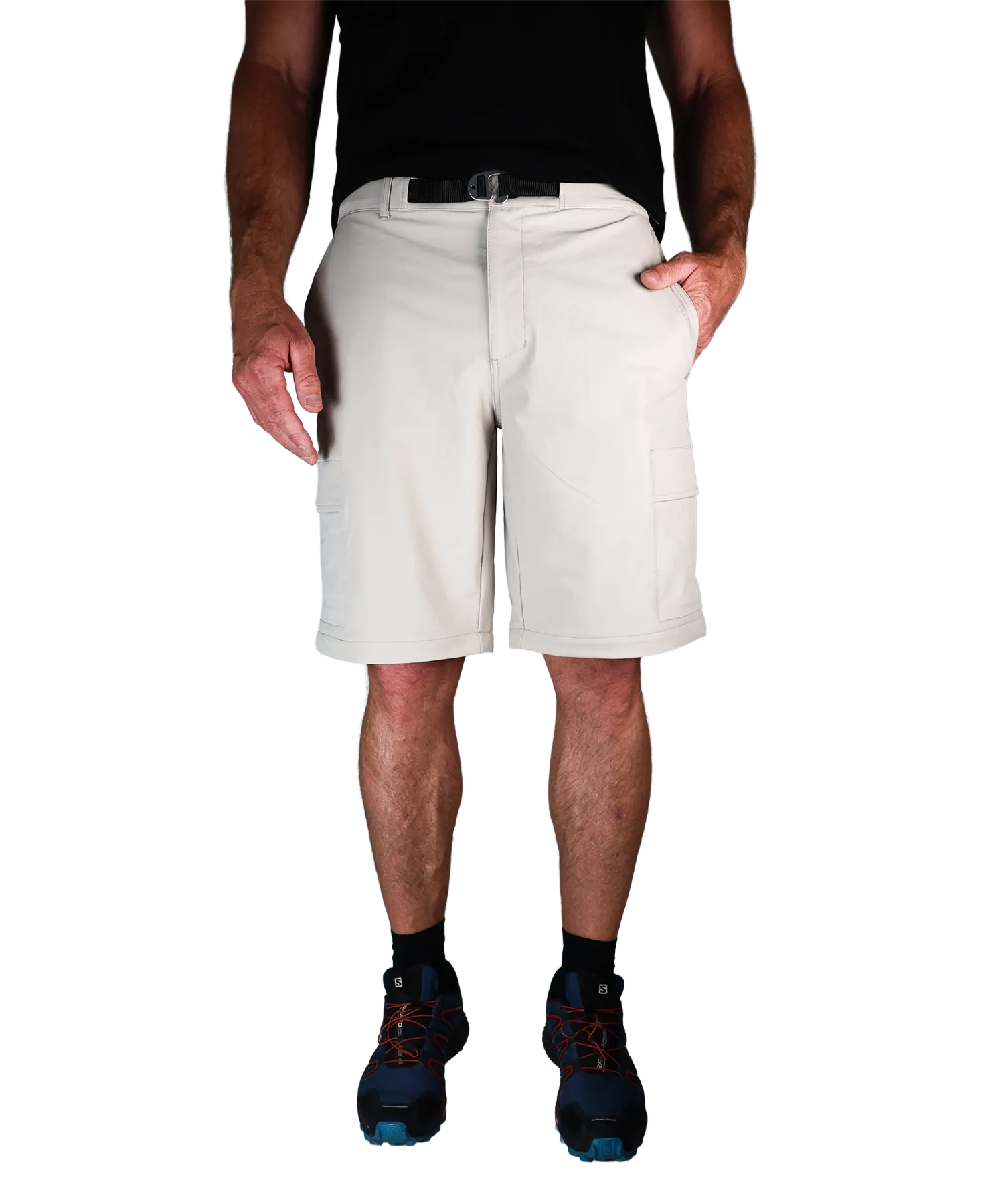 Frontansicht Bergmensch Zip off Hose Herren in Warm Taupe kurz