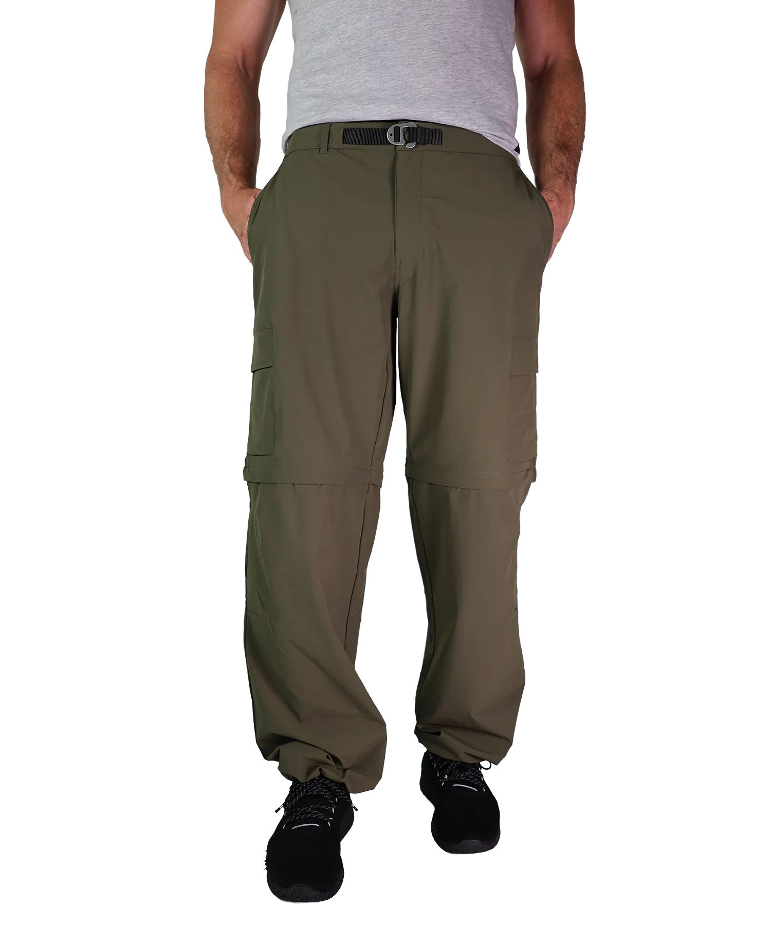 Bergmensch Herren zip off Wanderhose Frontansicht lang der Farbe Winter Moss
