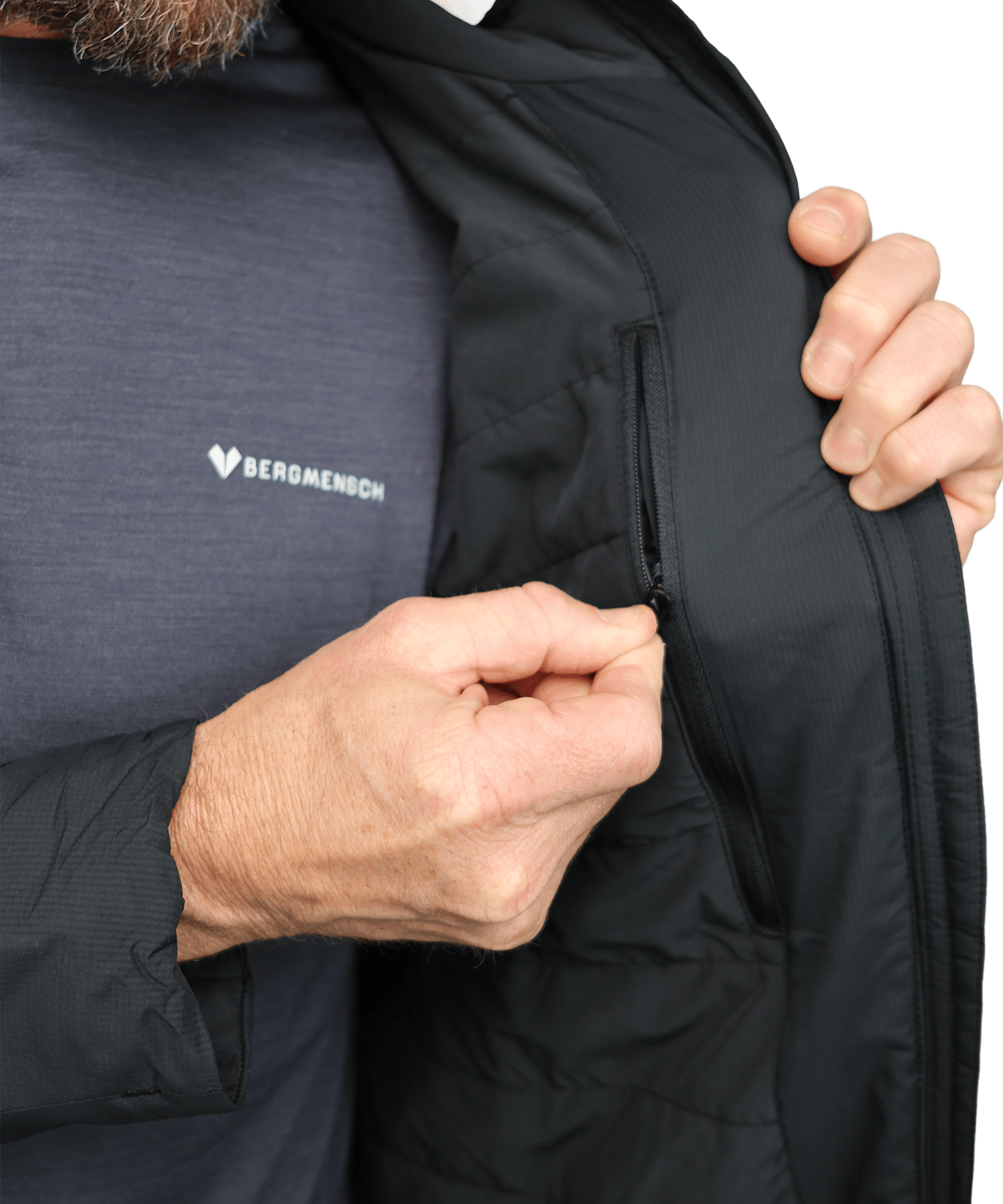 Detailbild der BERGMENSCH Herren Thermolite Jacke in schwarz