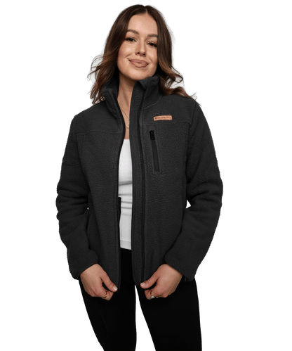 Damen Sherpa Fleece Jacke - Ink Black