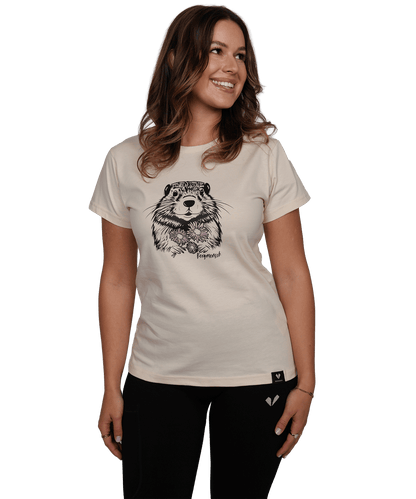 Murmeltier mit Blumen - Damen Premium Organic Shirt