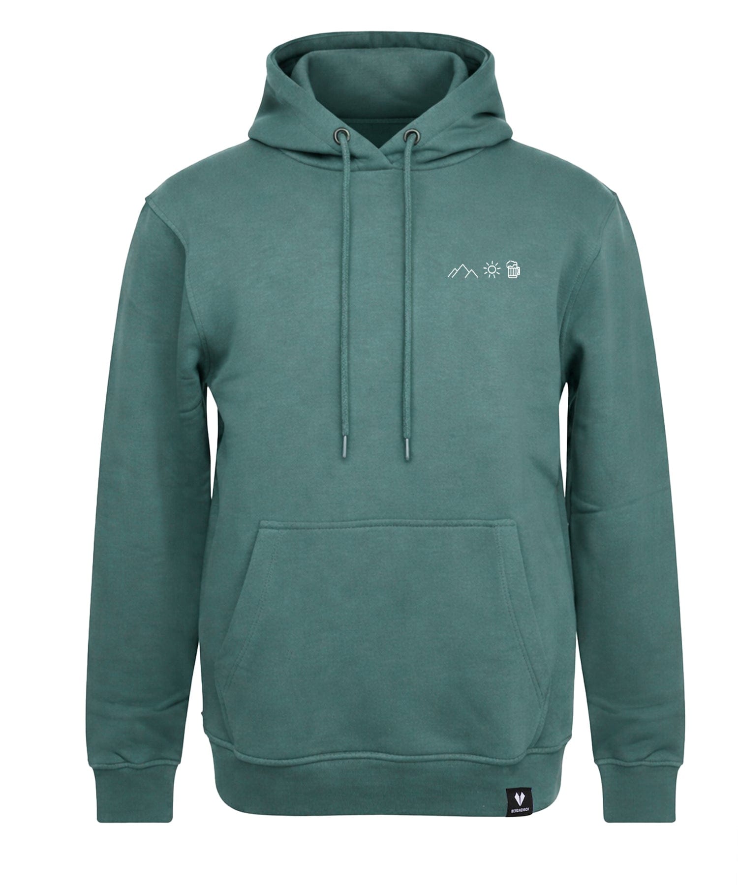 BERGMENSCH Unisex Premium Organic Hoodie "Berg Sonne Bier" in Deep Lake