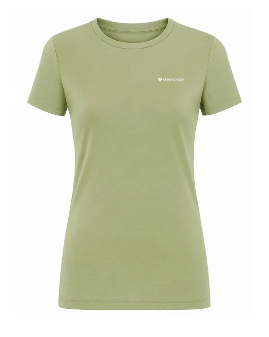 Damen Merino Essential Shirt Frontansicht  Moss Green