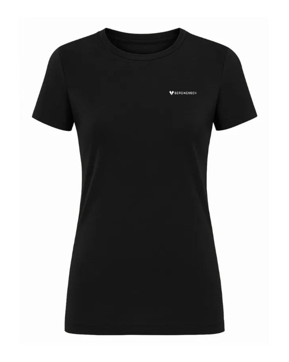 Damen Merino Essential Shirt von Bergmensch Frontansicht in Schwarz