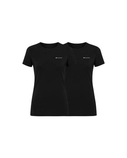 2er Pack Damen Merino Essential Shirt Schwarz
