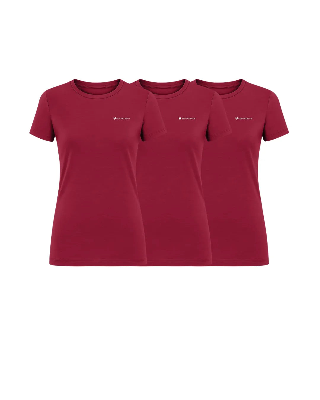 3er Pack Damen Merino Essential Shirt Burgundy