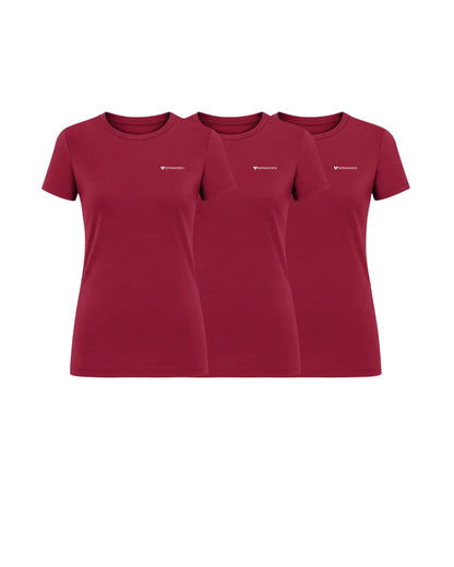 3er Pack Damen Merino Essential Shirt Burgundy