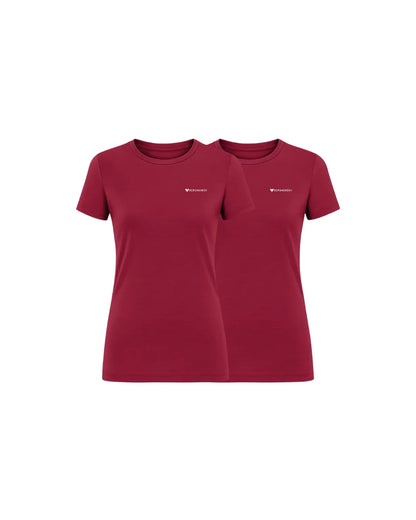 2er Pack Damen Merino Essential Shirt Burgundy