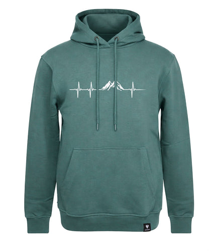 BERGMENSCH Unisex Premium Organic Hoodie "Herzschlag Berge" in Deep Lake