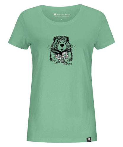 Murmeltier mit Blumen - Damen Premium Organic Shirt