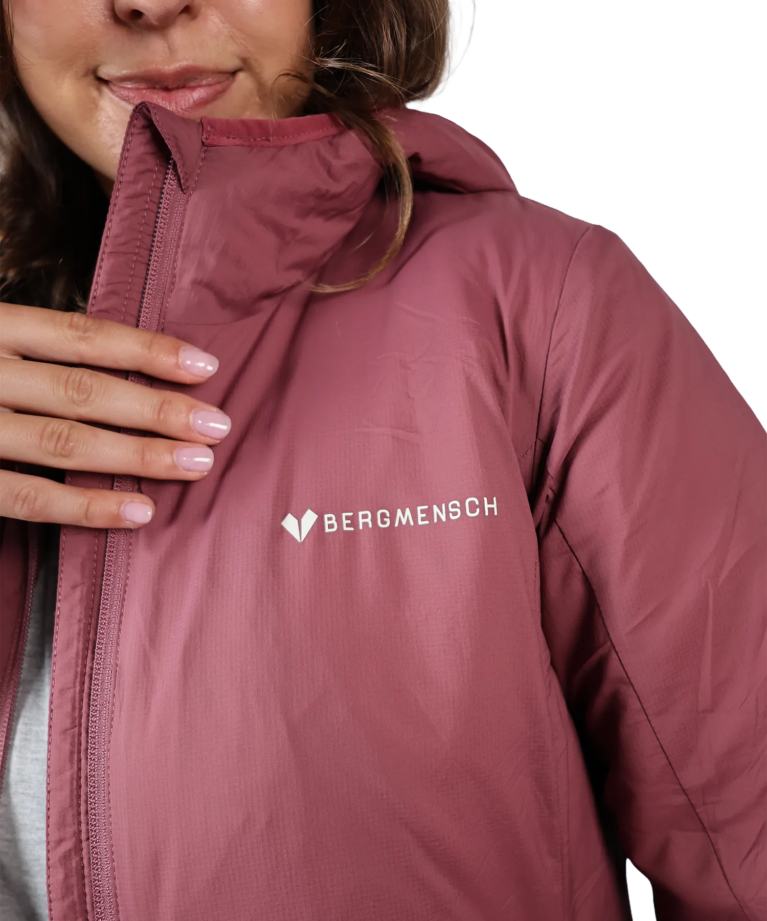 Logoansicht Bergmensch Damen Thermolite Jacke in Hibiskus