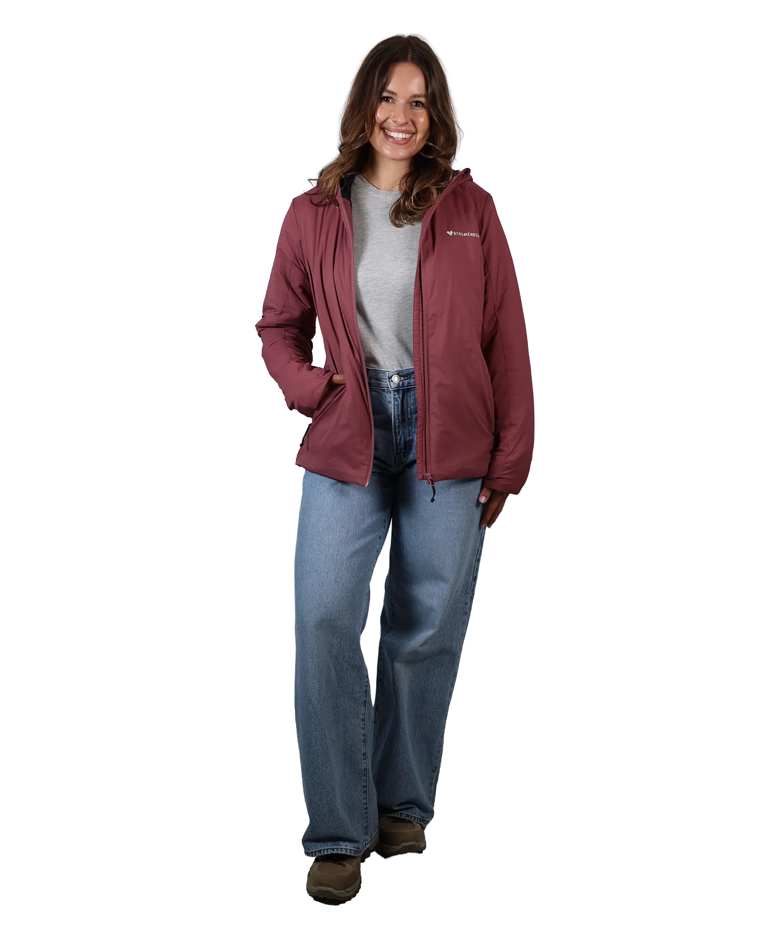 Frontansicht Bergmensch Damen Thermolite Jacke in Hibiskus