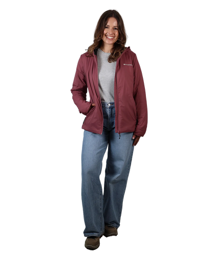 Frontansicht Bergmensch Damen Thermolite Jacke in Hibiskus