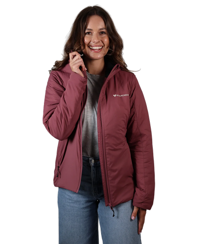 Frontansicht Bergmensch Damen Thermolite Jacke in Hibiskus