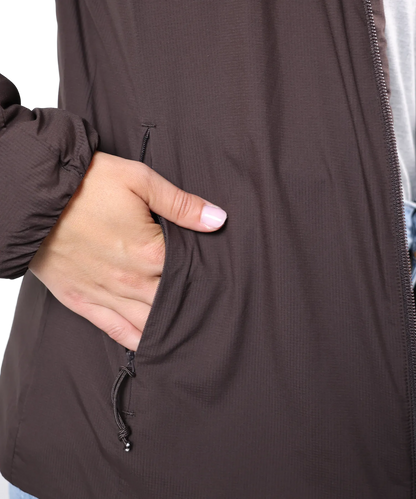 Detailansicht Bergmensch Damen Thermolite Jacke in dark chocolate