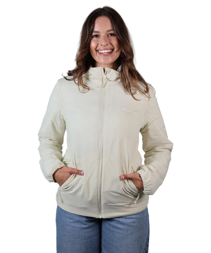 Frontansicht Bergmensch Damen Thermolite Jacke in Whitecap Grey
