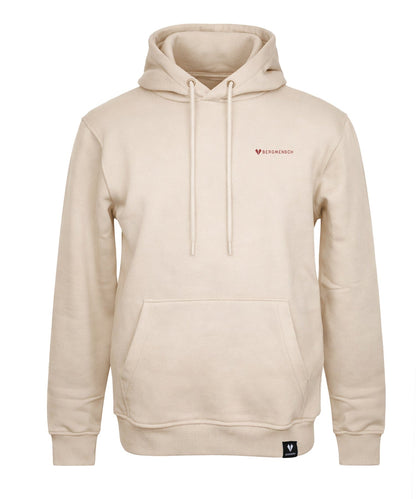 BERGMENSCH Unisex Premium Organic Hoodie "Topografie rot" in Natural Raw