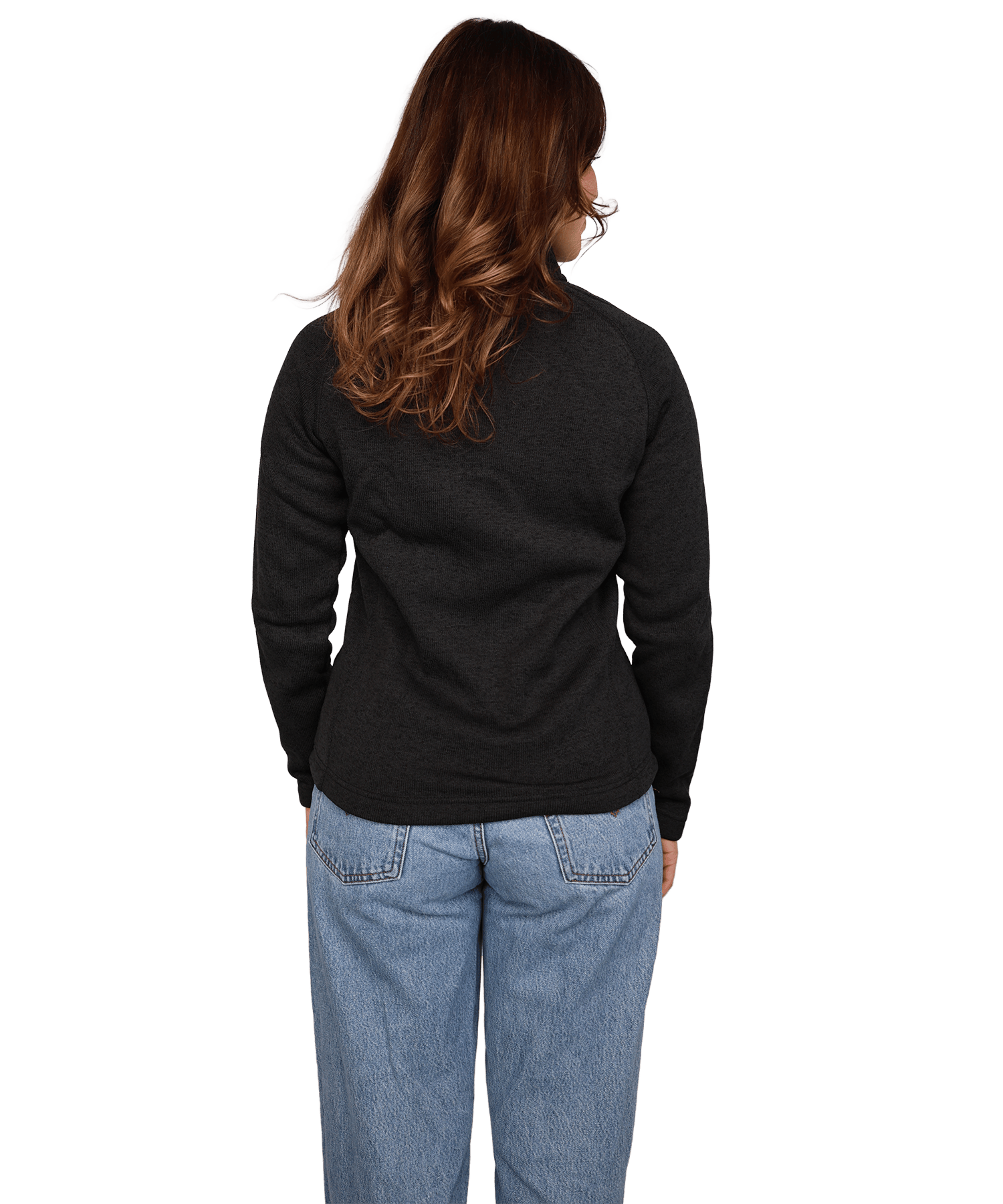 Rückansicht der BERGMENSCH Damen Strickfleece Jacke in Schwarz