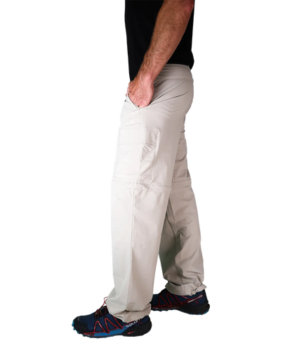 Seitenansicht Bergmensch Zip off Hose Herren in Warm Taupe  