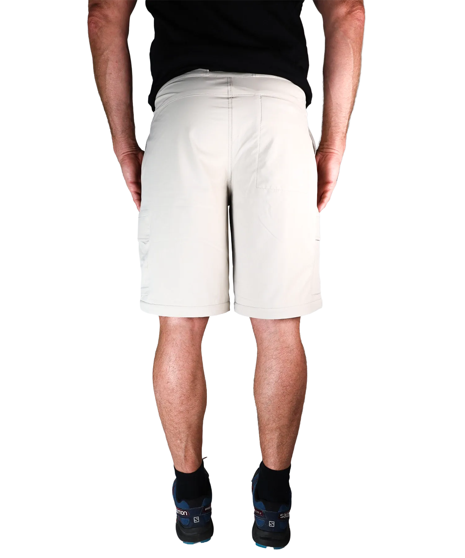 Rückansicht Bergmensch Zip off Hose Herren in Warm Taupe kurz
