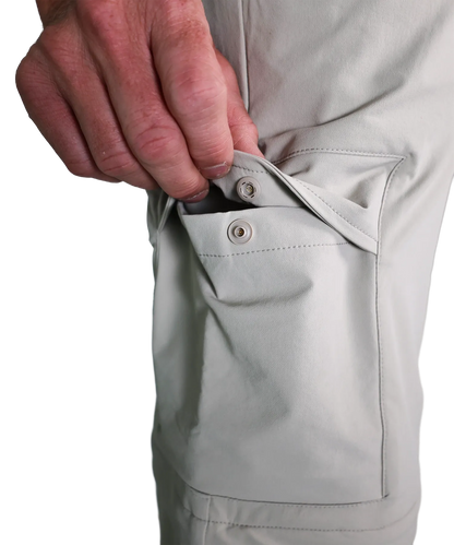 Detailansicht Bergmensch Zip off Hose Herren in Warm Taupe 