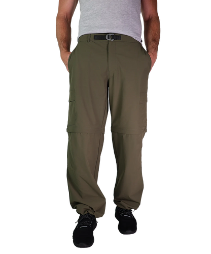 Bergmensch Herren zip off Wanderhose Frontansicht lang der Farbe Winter Moss 
