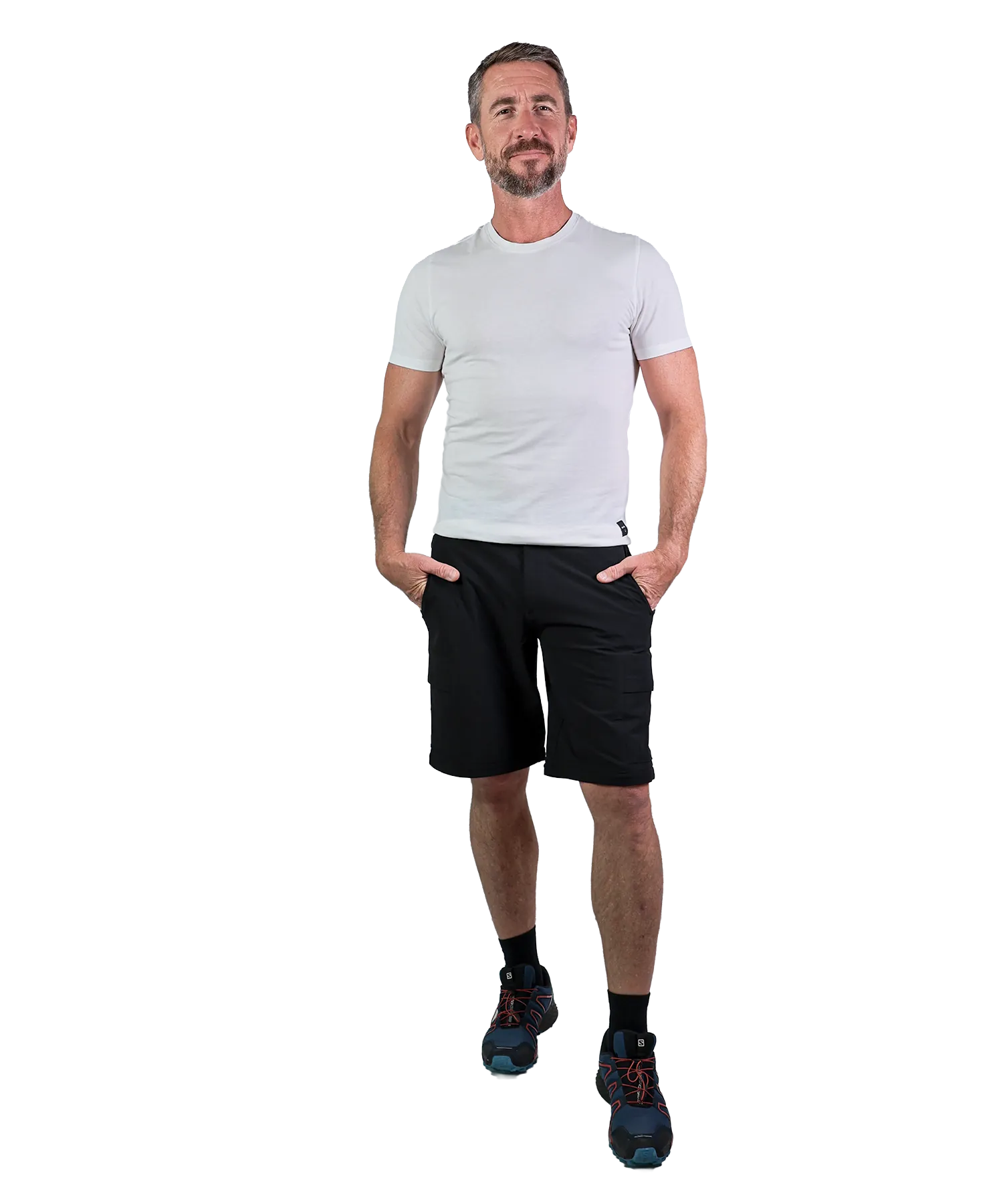 Frontansicht  Bergmensch Zip off Wanderhose Herren Schwarz
