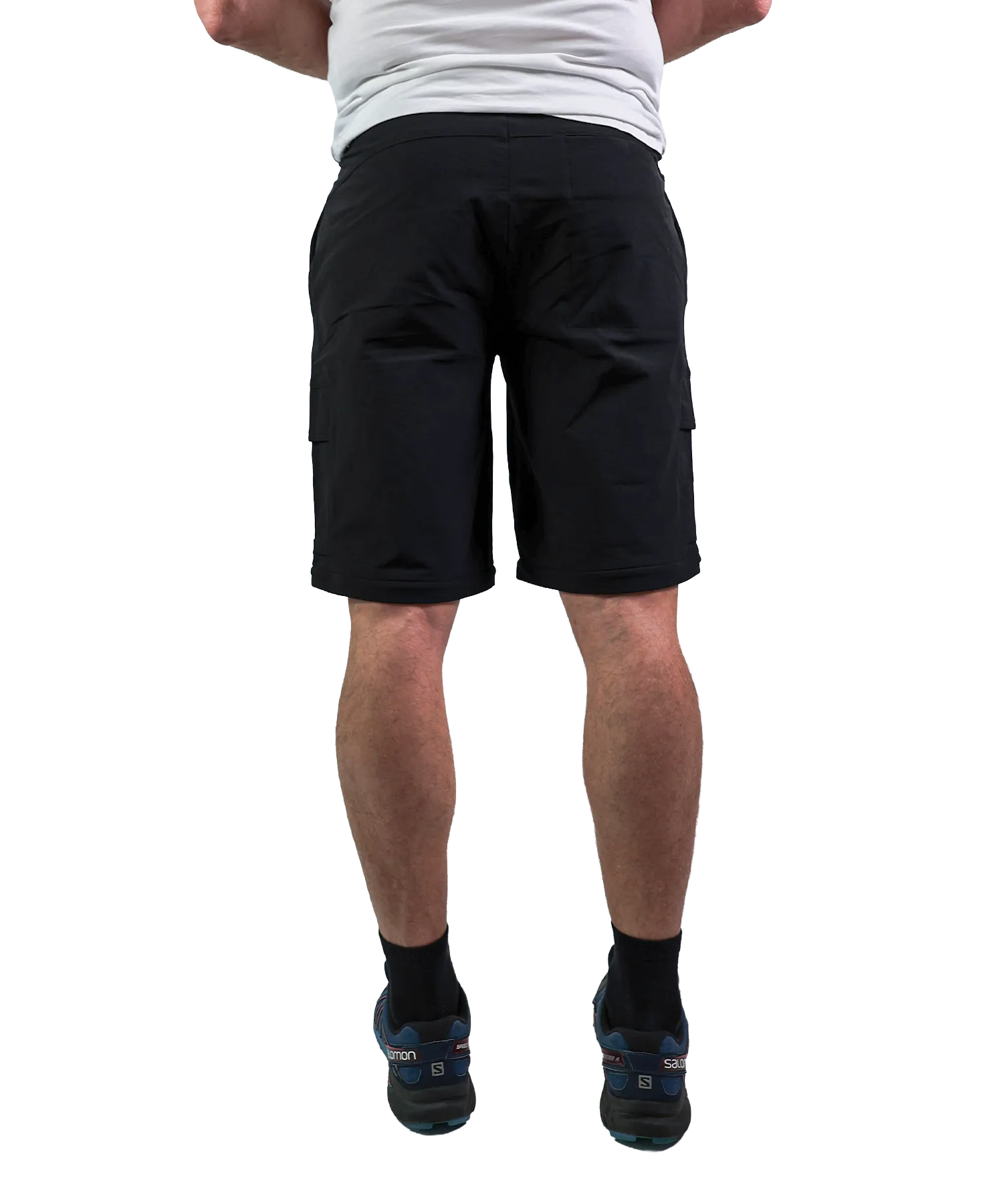 Rückansicht Bergmensch Zip Off Wanderhose schwarz kurz 