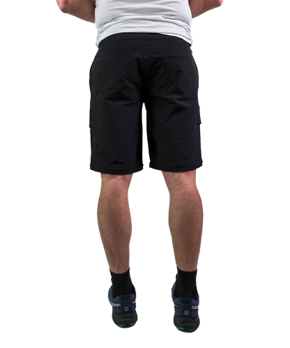 Rückansicht Bergmensch Zip Off Wanderhose schwarz kurz 