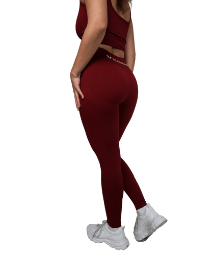 Rückansicht der BERGMENSCH Seamless Leggings in Burgundy