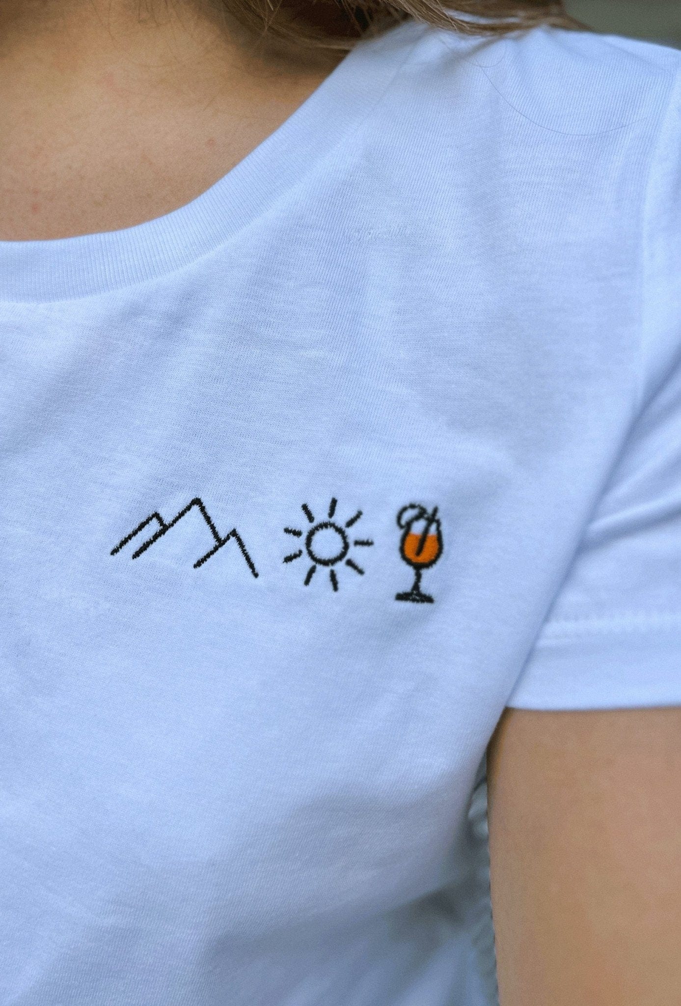 Berg Sonne Spritz (Stick) - Damen Premium Organic Shirt von Bergmensch